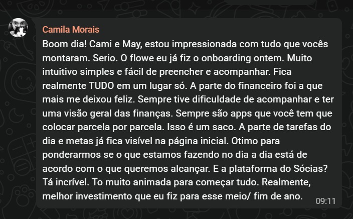 Depoimento de uma sócia no Board